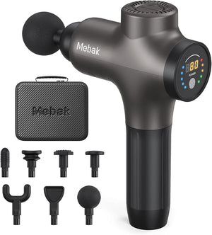 Mebak 3 Pistola Massaggiante Professionale, Pistola Massaggiante Muscolare a Tessuti Profondi per Alleviare il Dolore del Corpo, Massaggiatore Elettrico Silenzioso 3200RPM, 7 Testine, 5 Velocità, Ampiezza 12 mm