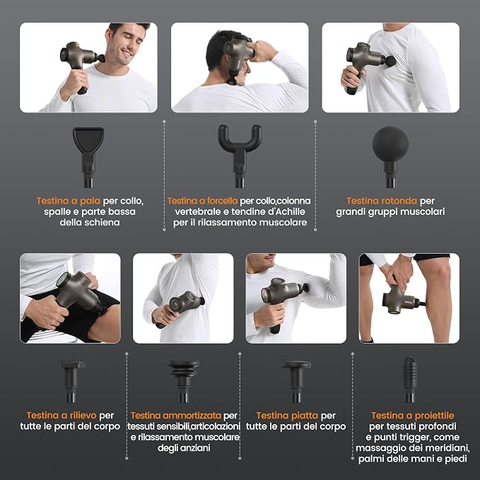 Mebak 3 Pistola Massaggiante Professionale, Pistola Massaggiante Muscolare a Tessuti Profondi per Alleviare il Dolore del Corpo, Massaggiatore Elettrico Silenzioso 3200RPM, 7 Testine, 5 Velocità, Ampiezza 12 mm